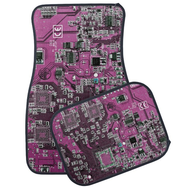 Purple PCB Circuit Board Design for IT Pros Car Floor Mat (Set)