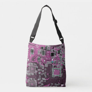 Purple PCB Circuit Board Design for IT Pros Crossbody Bag