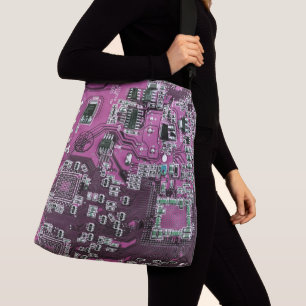 Purple PCB Circuit Board Design for IT Pros Crossbody Bag