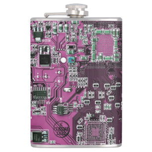 Purple PCB Circuit Board Design for IT Pros Flask