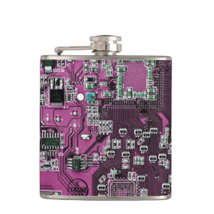Purple PCB Circuit Board Design for IT Pros Flask