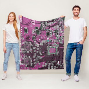 Purple PCB Circuit Board Design for IT Pros Fleece Blanket