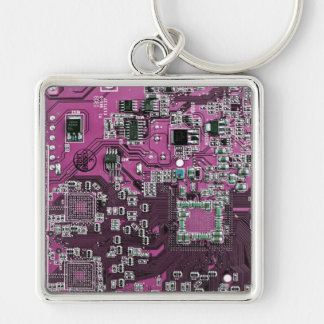 Purple PCB Circuit Board Design for IT Pros Keychain