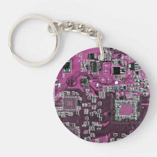 Purple PCB Circuit Board Design for IT Pros Keychain