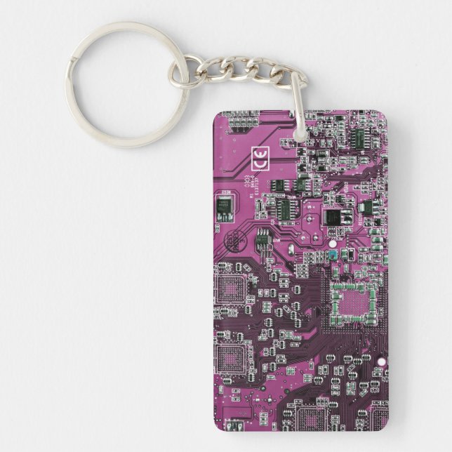 Purple PCB Circuit Board Design for IT Pros Keychain (Front)