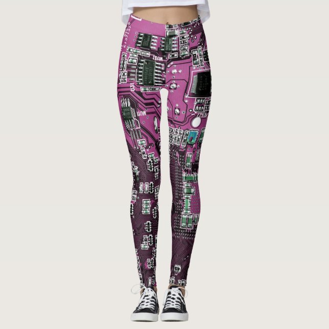 Purple PCB Circuit Board Design for IT Pros Leggings (Front)