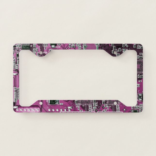 Purple PCB Circuit Board Design for IT Pros License Plate Frame (Front)