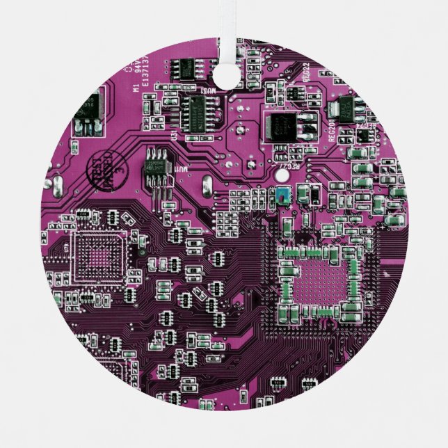 Purple PCB Circuit Board Design for IT Pros Metal Ornament (Front)