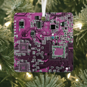 Purple PCB Circuit Board Design for IT Pros Metal Ornament