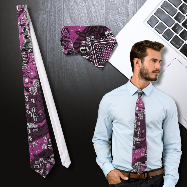 Purple PCB Circuit Board Design for IT Pros Neck Tie (Creator Uploaded)