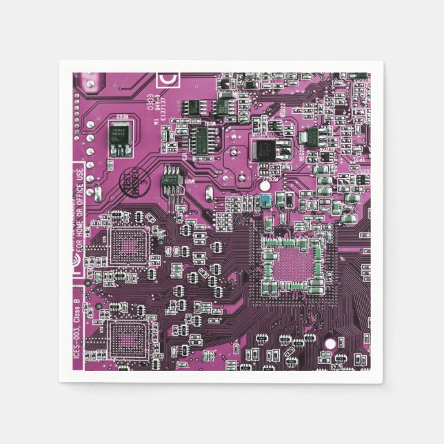 Purple PCB Circuit Board Design for IT Pros Paper Napkins (Front)