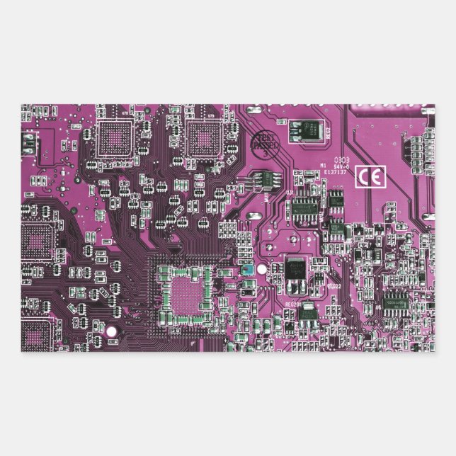 Purple PCB Circuit Board Design for IT Pros Rectangular Sticker (Front)