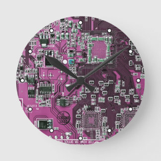 Purple PCB Circuit Board Design for IT Pros Round Clock