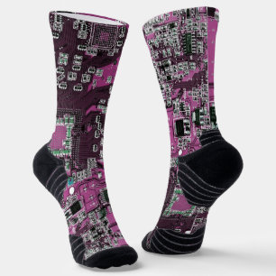 Purple PCB Circuit Board Design for IT Pros Socks