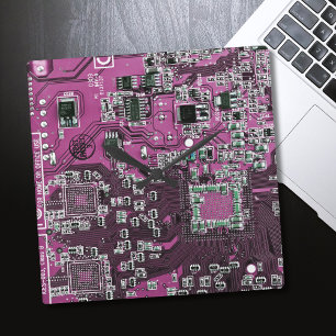 Purple PCB Circuit Board Design for IT Pros Square Wall Clock