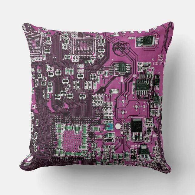 Purple PCB Circuit Board Design for IT Pros Throw Pillow (Front)
