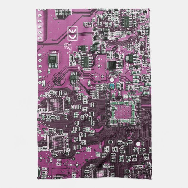 Purple PCB Circuit Board Design for IT Pros Towel (Vertical)