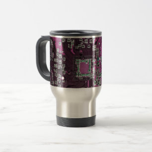 Purple PCB Circuit Board Design for IT Pros Travel Mug
