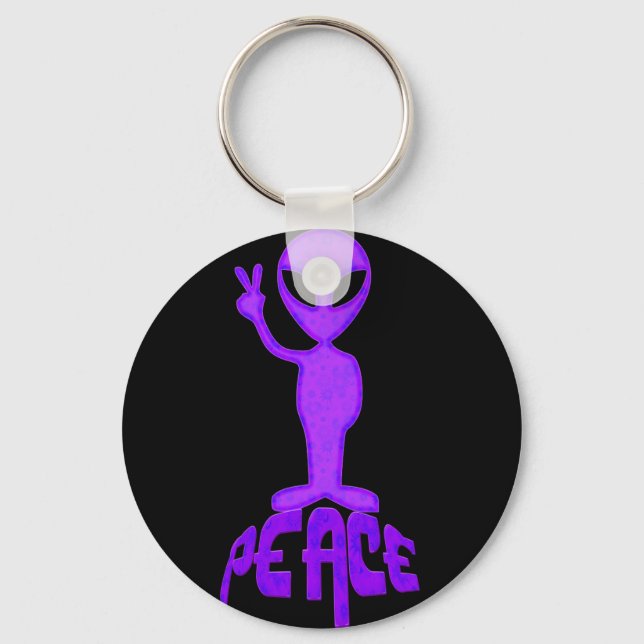 Purple Peace Alien Keychain (Front)