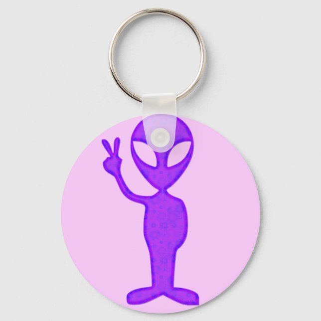 Purple Peace Alien Keychain (Front)