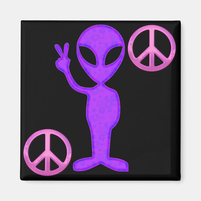 Purple Peace Alien Magnet (Front)