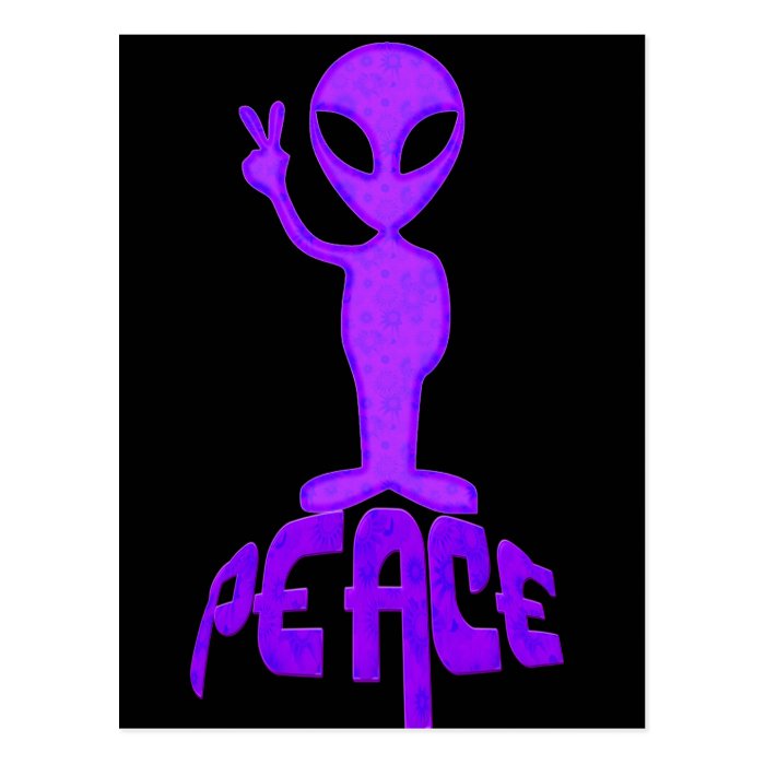 Purple Peace Alien Post Cards