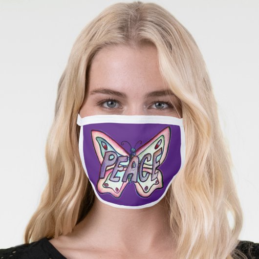 Purple Peace Butterfly Art Custom Face Mask (Worn Her)