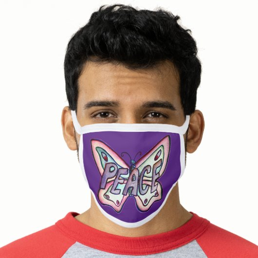 Purple Peace Butterfly Art Custom Face Mask (Worn Him)