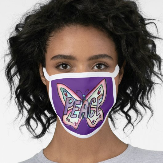 Purple Peace Butterfly Art Custom Face Mask (Worn Her)