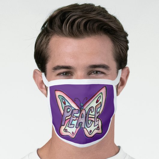 Purple Peace Butterfly Art Custom Face Mask (Worn Him)