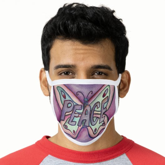 Purple Peace Butterfly Art Custom Face Mask (Worn Him)
