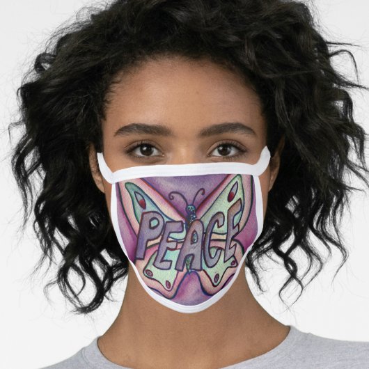 Purple Peace Butterfly Art Custom Face Mask (Worn Her)