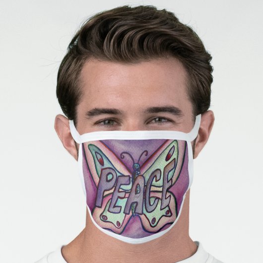 Purple Peace Butterfly Art Custom Face Mask (Worn Him)