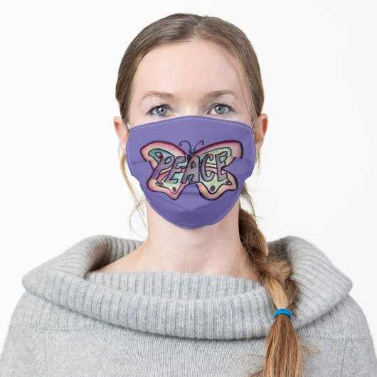 Purple Peace Butterfly Art Custom Face Masks (Worn)