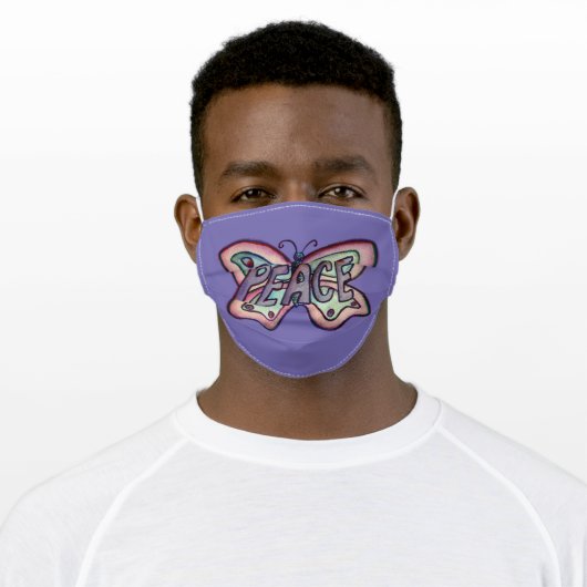 Purple Peace Butterfly Art Custom Face Masks (Worn)