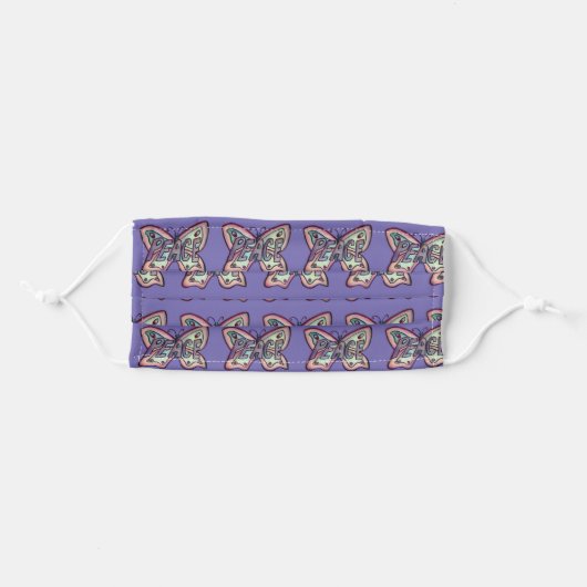 Purple Peace Butterfly Art Custom Face Masks (Front, Folded)