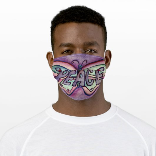 Purple Peace Butterfly Art Custom Face Masks (Worn)