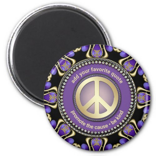 Purple PEACE Gold Royal Geometry SAY_iT Mandala Magnet