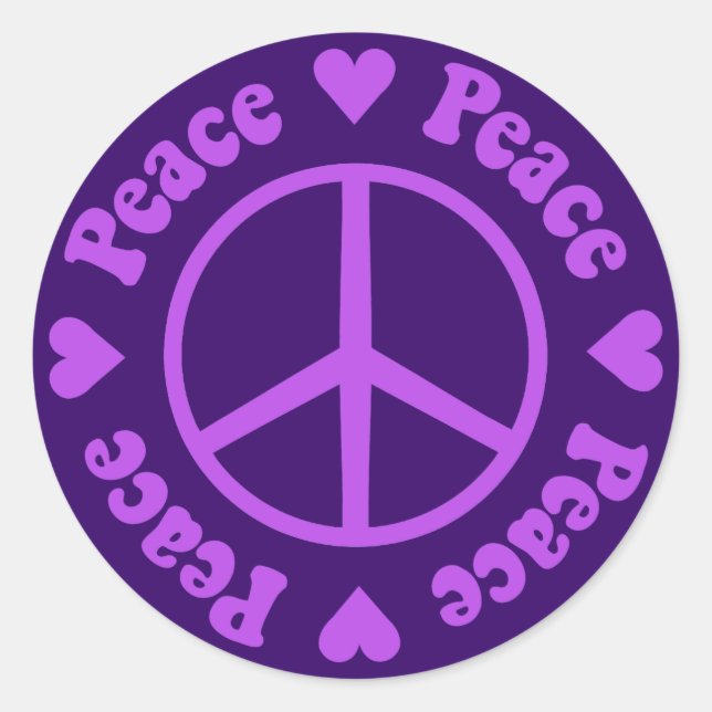 Purple Peace & Love Sticker (Front)