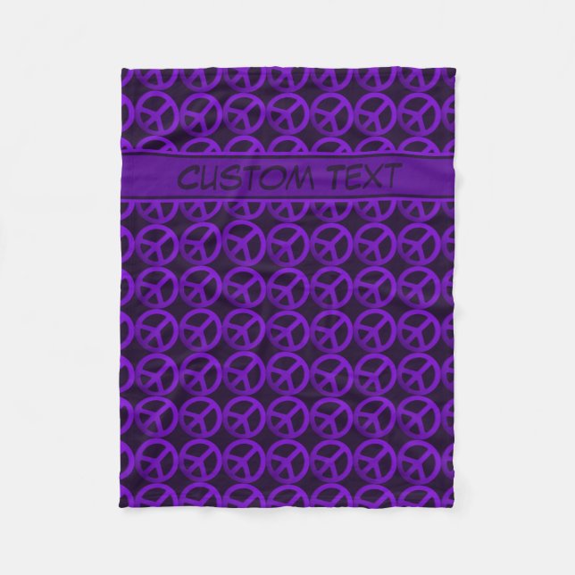Purple Peace Sign Blanket with Custom Text (Front)