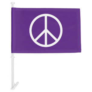 Purple Peace Sign Car Flag