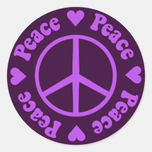 Purple Peace Sign Classic Round Sticker