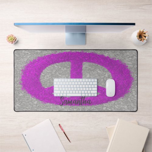 Purple Peace Sign  Desk Mat