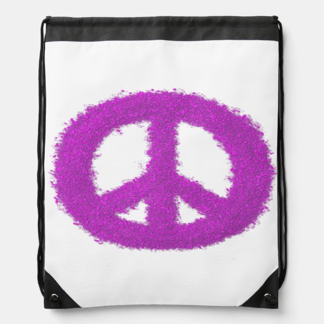 Purple Peace Sign  Drawstring Bag (Front)