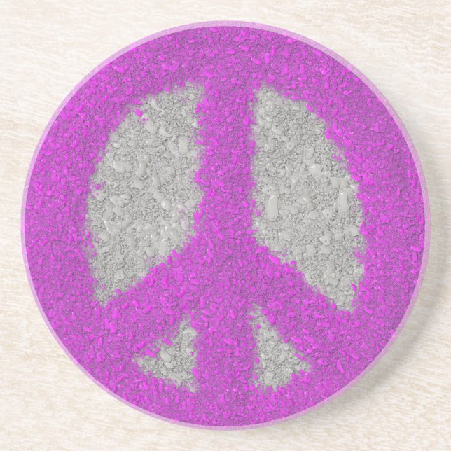 Purple Peace Sign Drink Coaster (Front)