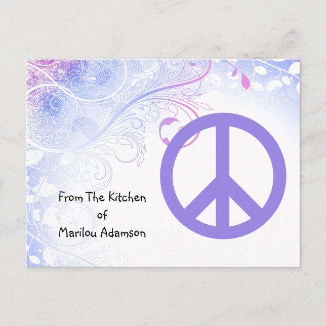 Purple Peace Sign Flowers Recipe Cards (Front)