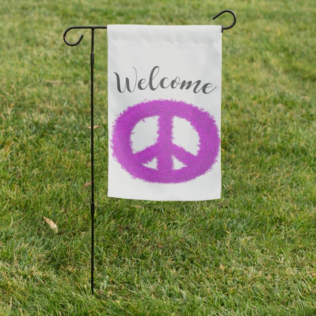 Purple Peace Sign Garden Flag (In SItu)