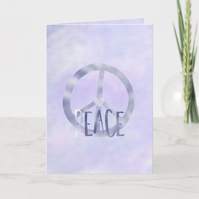 Purple Peace Sign Inspirational Quote watercolor Card (Front)