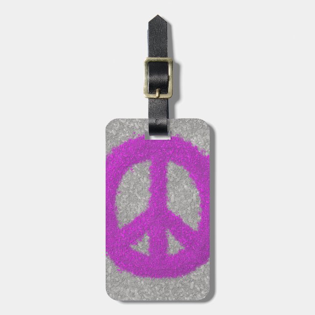 Purple Peace Sign Luggage Tag (Front Vertical)