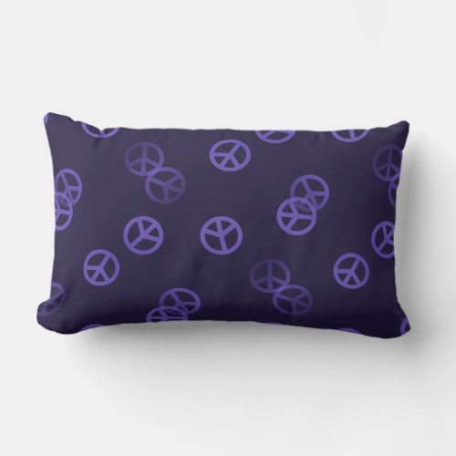 Purple Peace Sign Pattern Lumbar Pillow